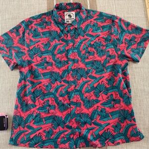 Savage Tacticians AK/Flamingo Print Button-Down Shirt - Teal & Coral